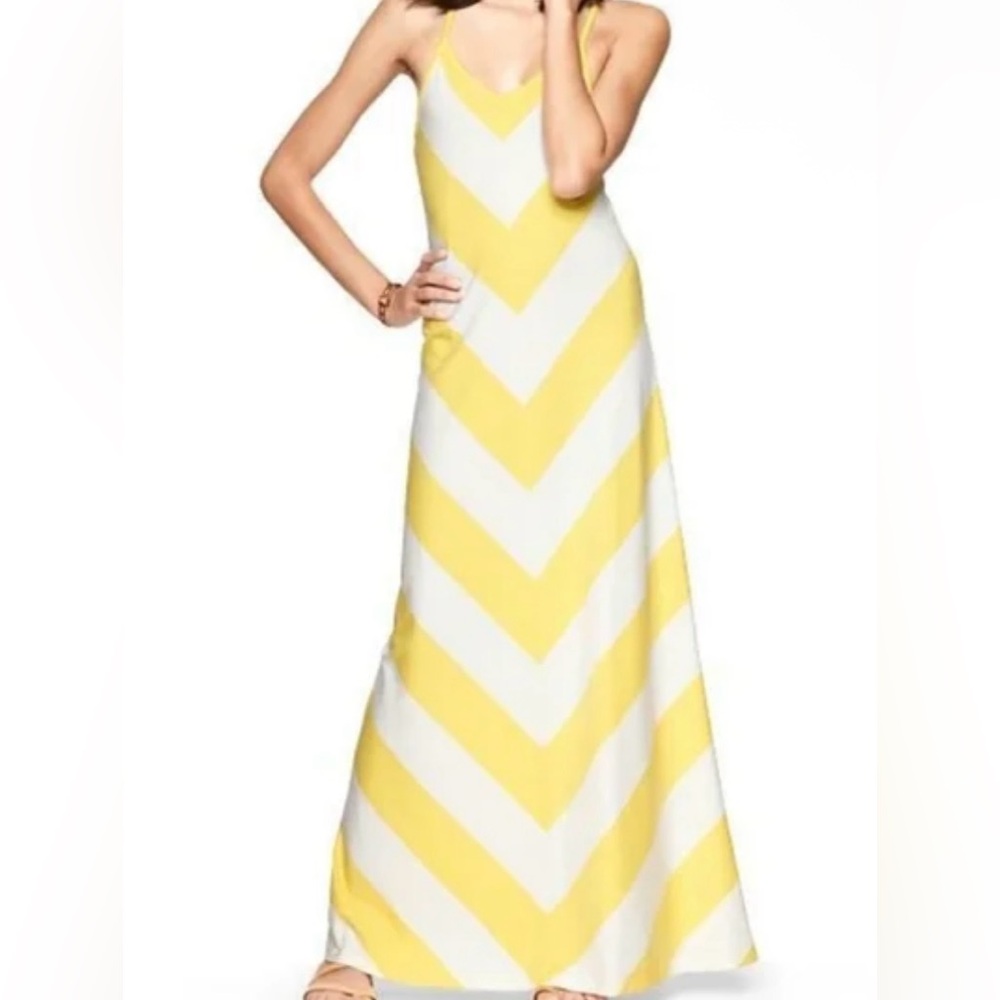 GAP Yellow and White Halter Sundress Resort Wear Maxi